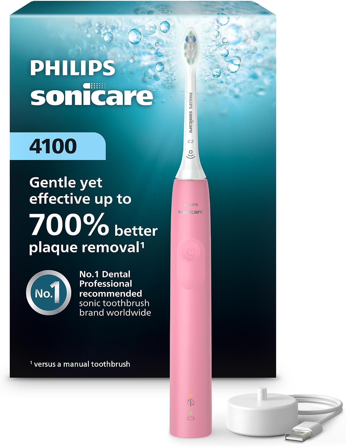 Philips Sonicare 4100 Rechargeable Electric Toothbrush, Deep Pink