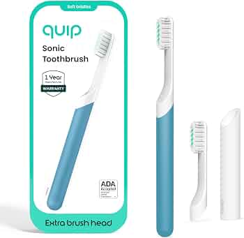 Quip Sonic Electric Toothbrush for Adults, Extra Brush Head, Marine Blue