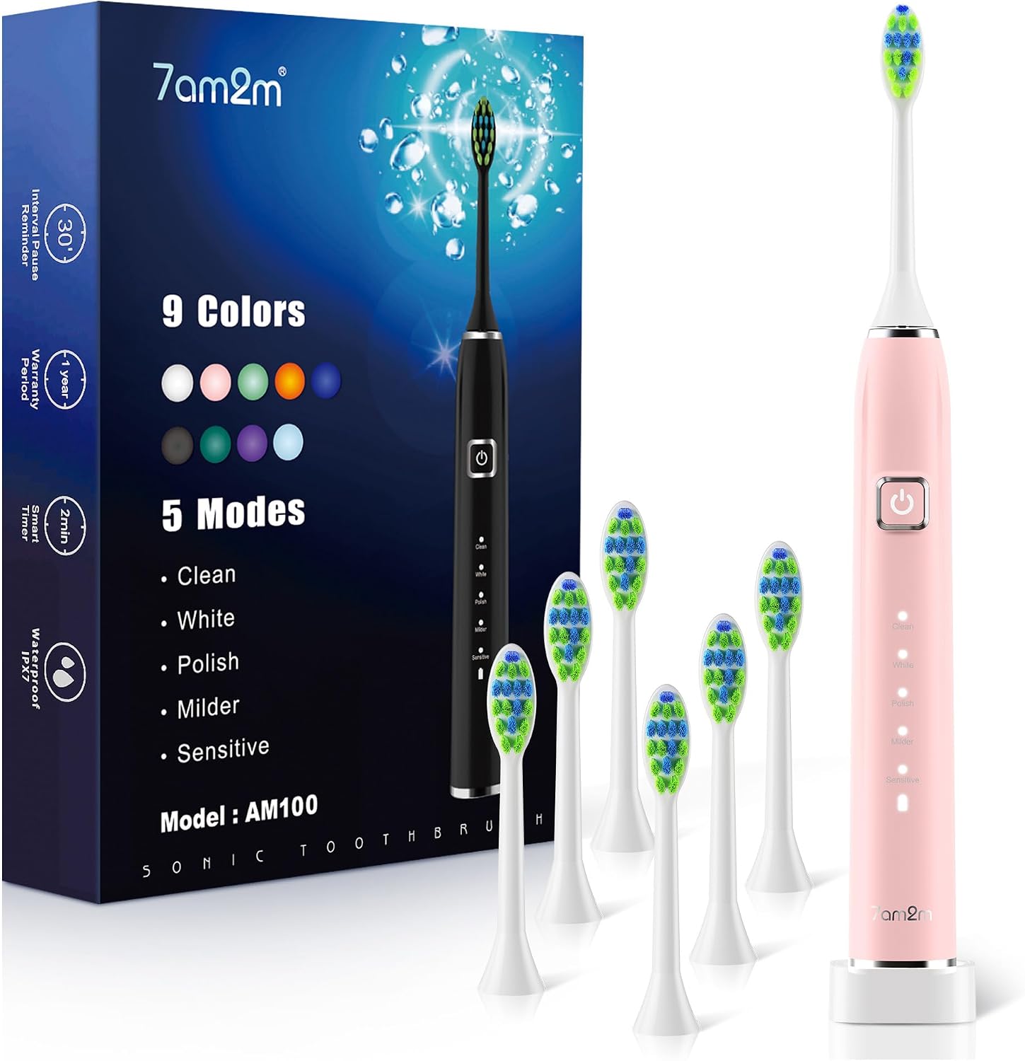 7AM2M Sonic Electric Toothbrush for Adults &amp; Kids, One Charge for 120 Days