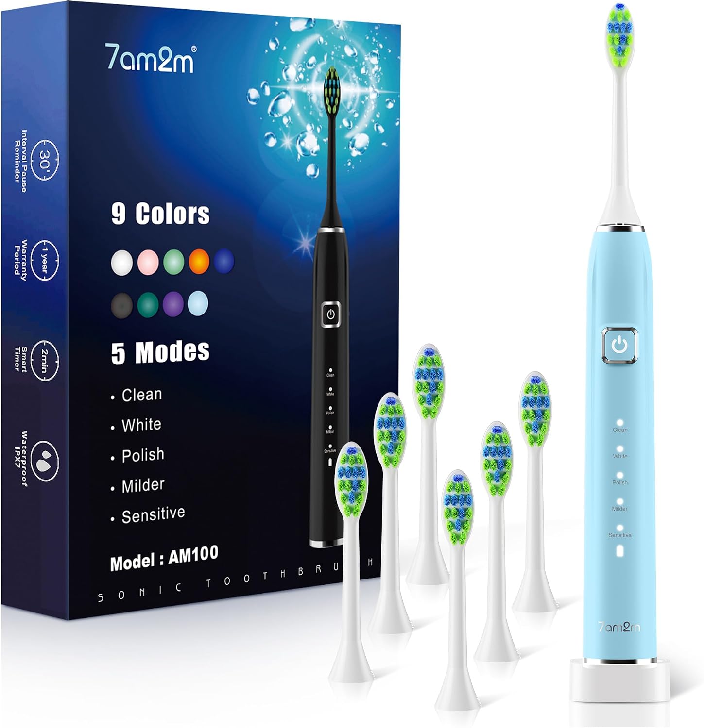 7AM2M Sonic Electric Toothbrush for Adults & Kids, One Charge for 120 Days