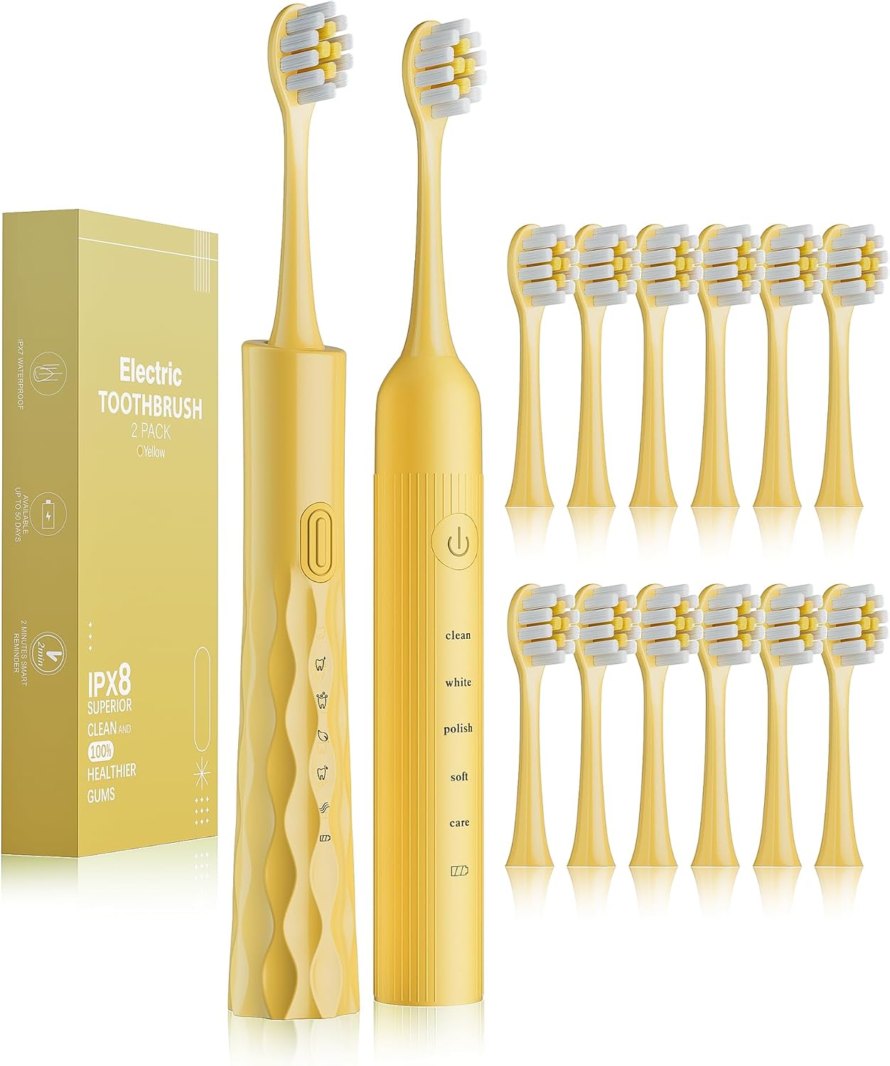 Aneebart 2 Pack Electric Toothbrush for Adults, USB Rechargeable Sonic Toothbrush with 12 Brush Heads, Smart Timer, 6 Modes, 2-Hour Fast Charge Last 30 Days